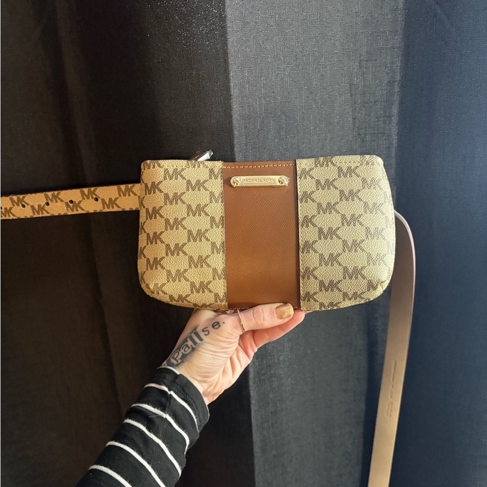 Michael Kors Brown Clutch with Distinctive Pattern